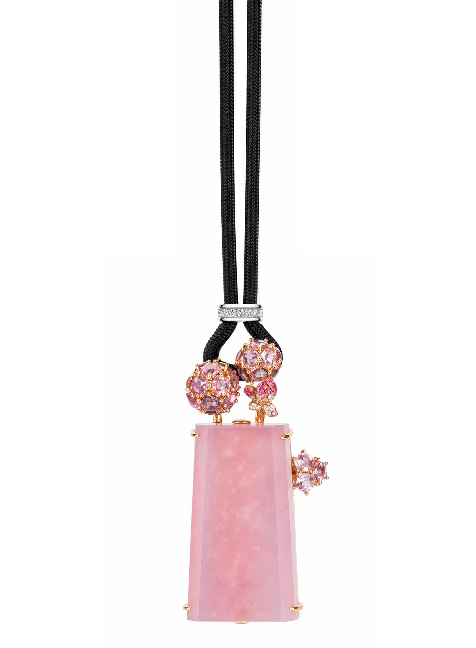 「Shimmering Reflections」Burmese Icy Texture Lavender Jadeite Pendant Set with Gems