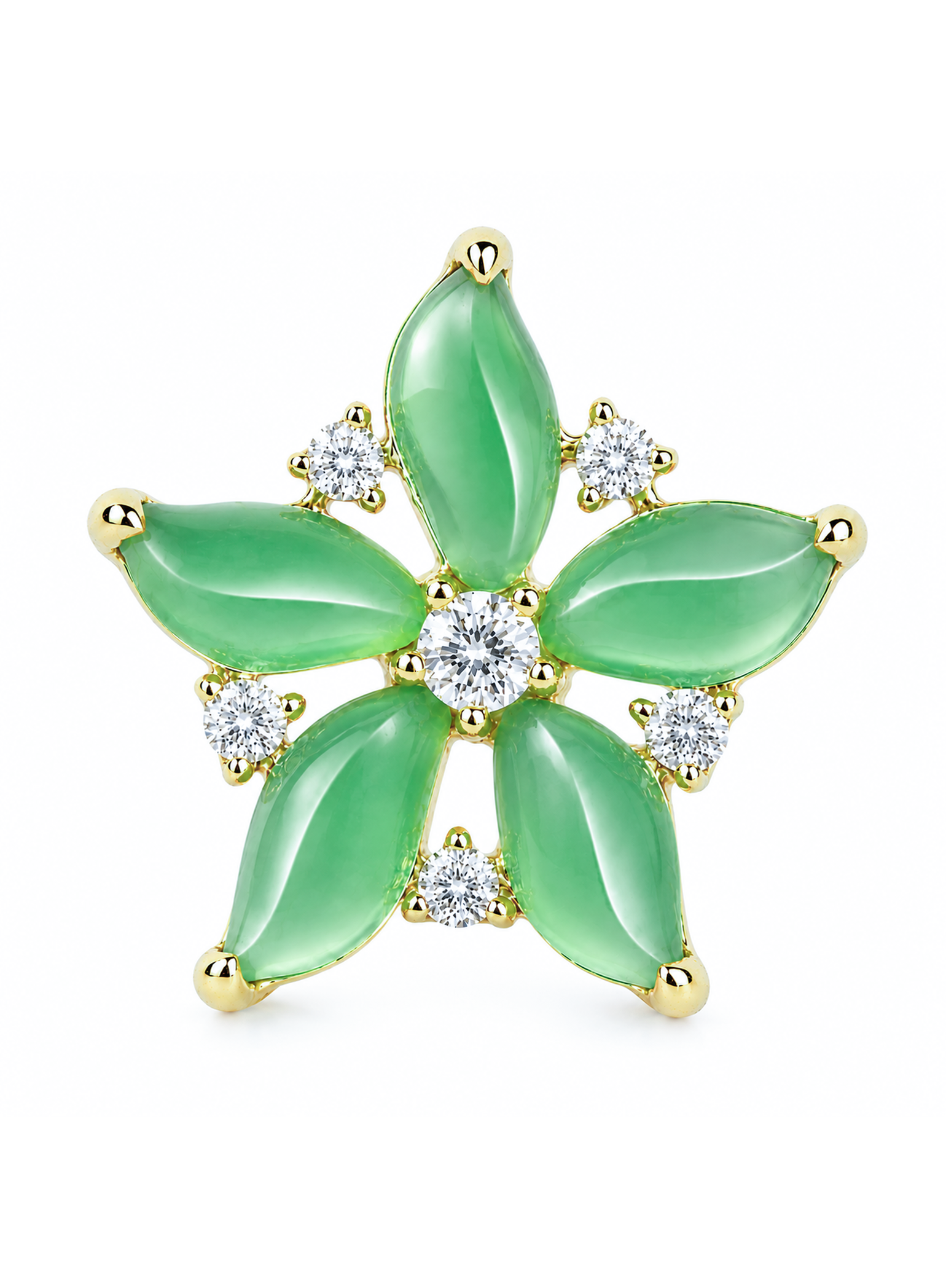 Spin Flower · Zero One Zero 18K Gold Jadeite and Diamond Earrings
