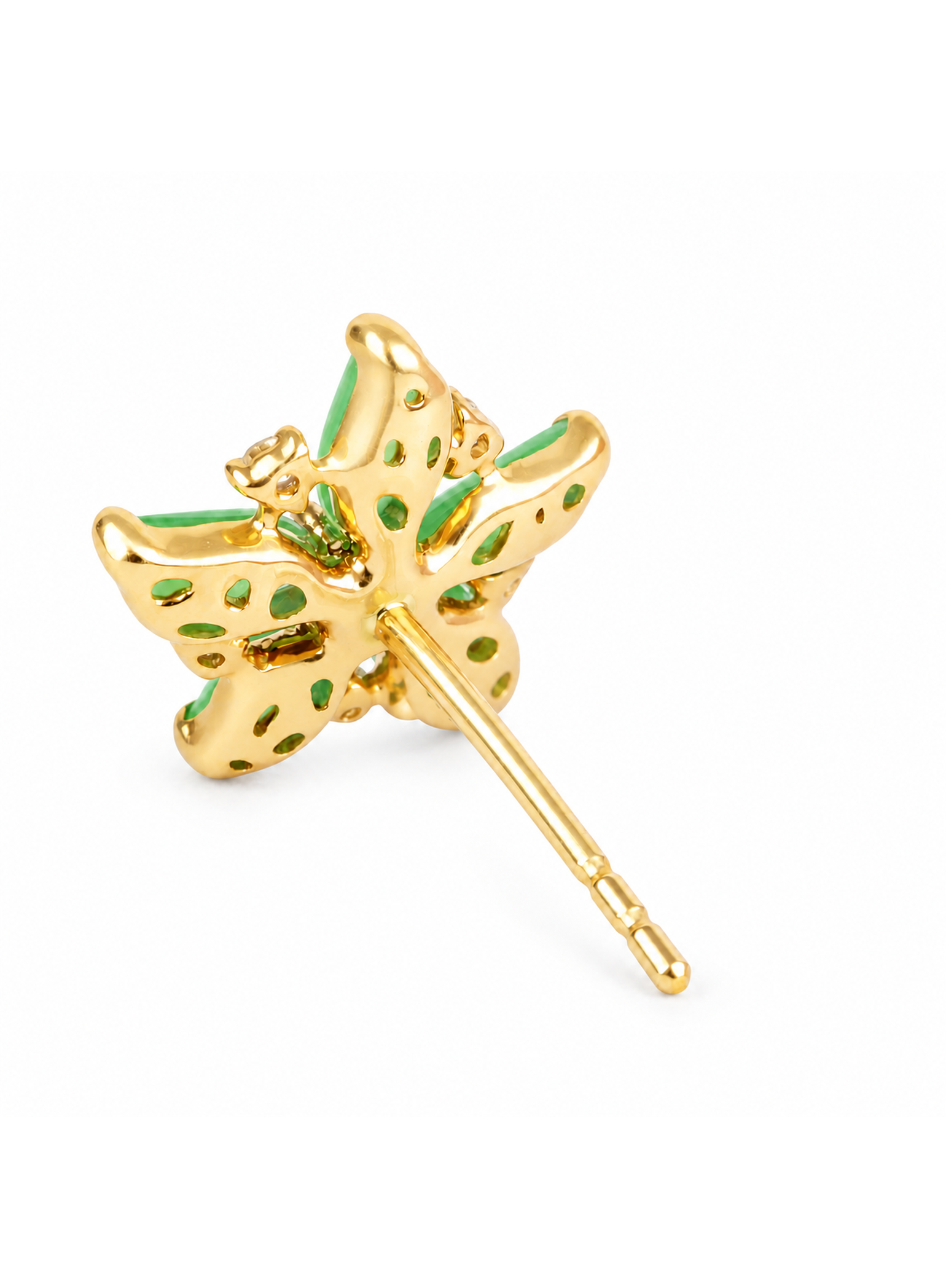 Spin Flower · Zero One Zero 18K Gold Jadeite and Diamond Earrings