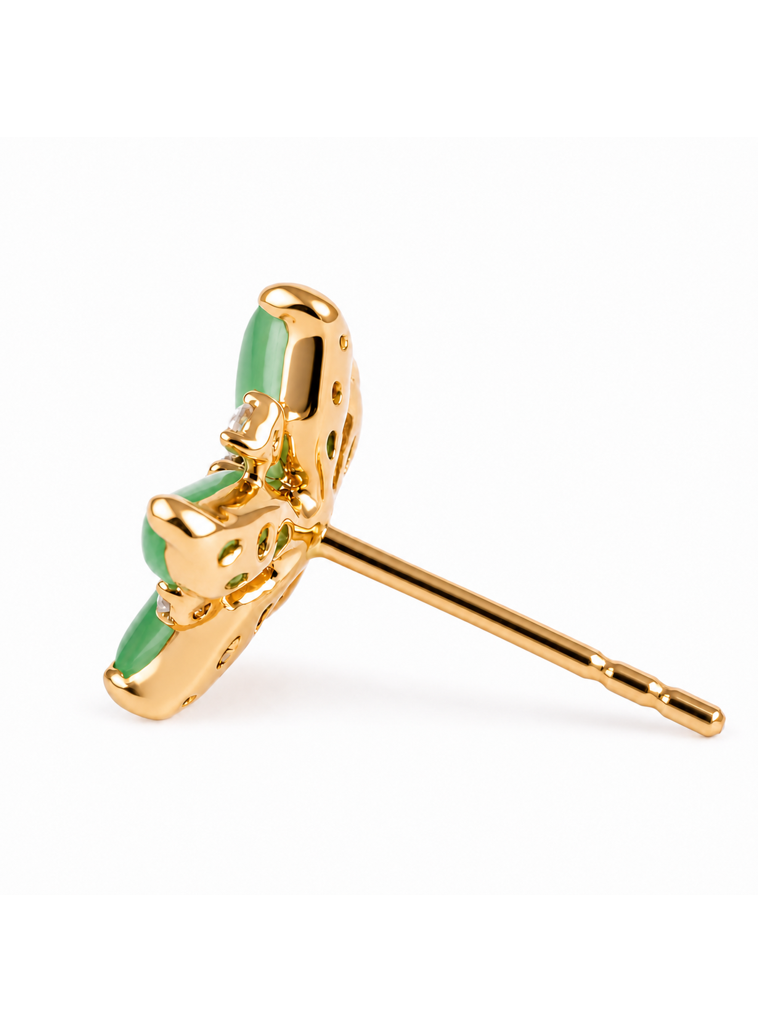 Spin Flower · Zero One Zero 18K Gold Jadeite and Diamond Earrings