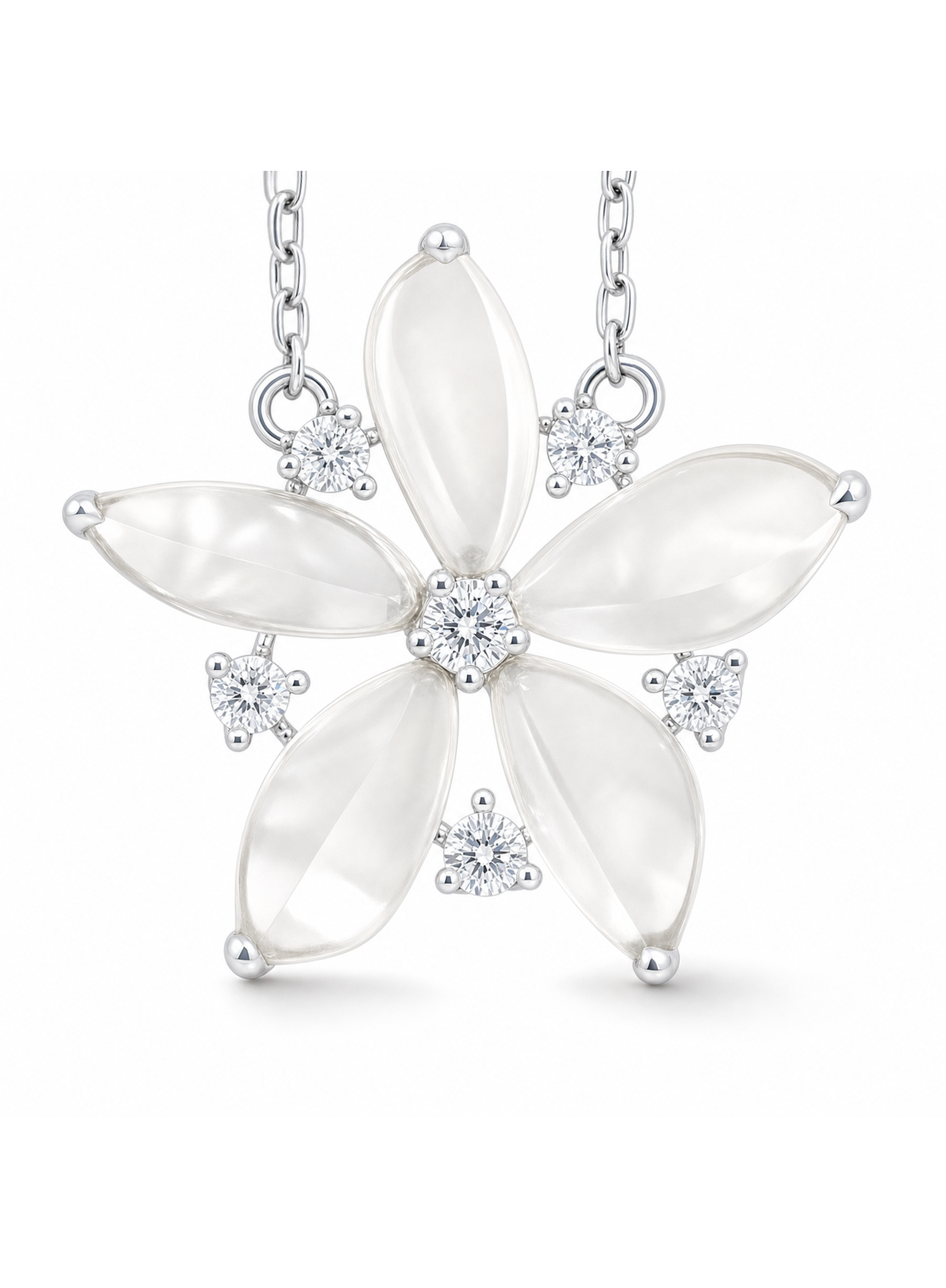 Spin Flower · Zero One Zero  18K Gold Jadeite and Diamond Nacklace