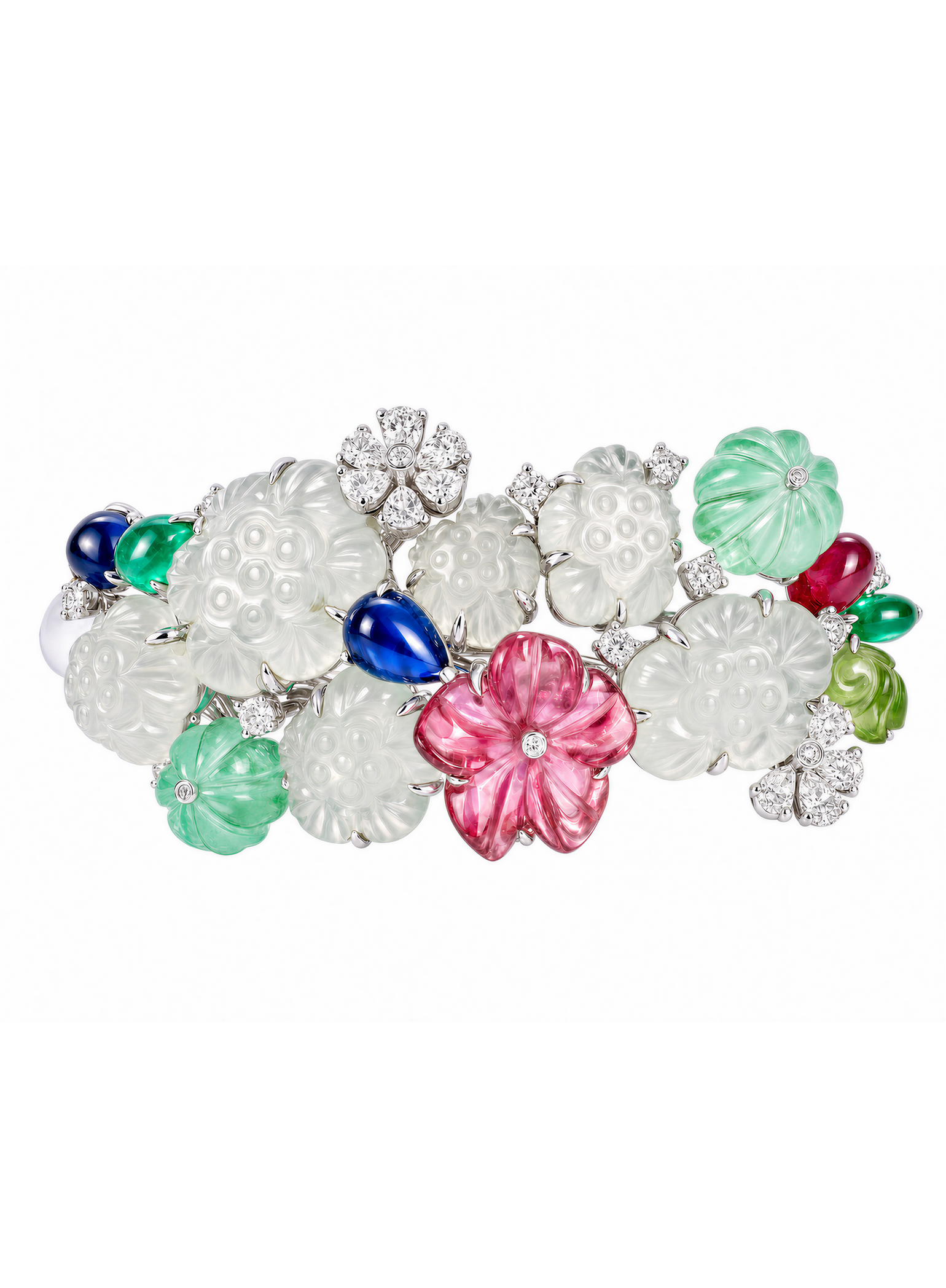 「Harmony of Giverny」18K Icy Jadeite  And Gems Jewelry Suite