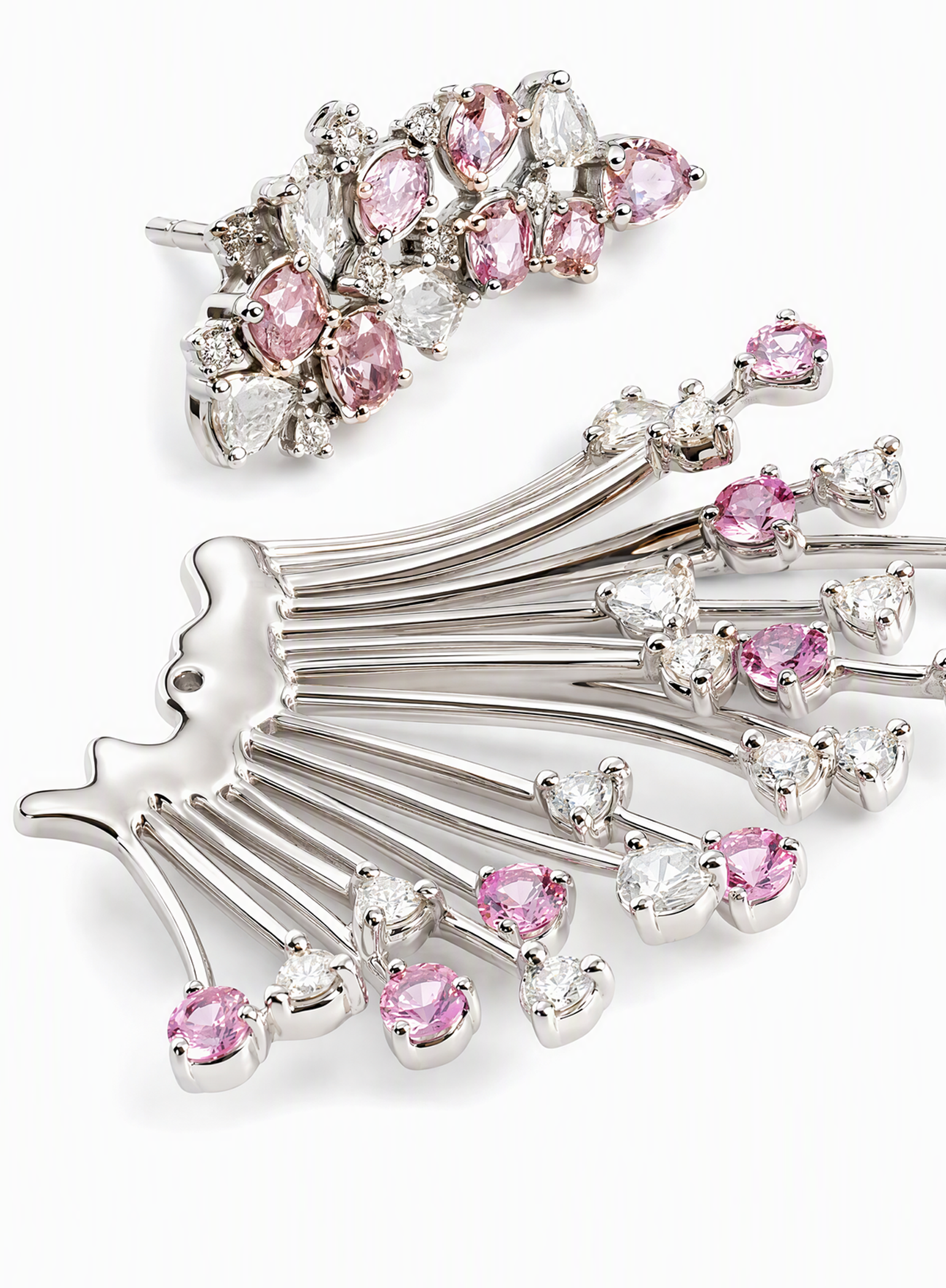 「Lingxi Spirit Fairy 」 18K  Gold Earrings Set with Pink Diamonds