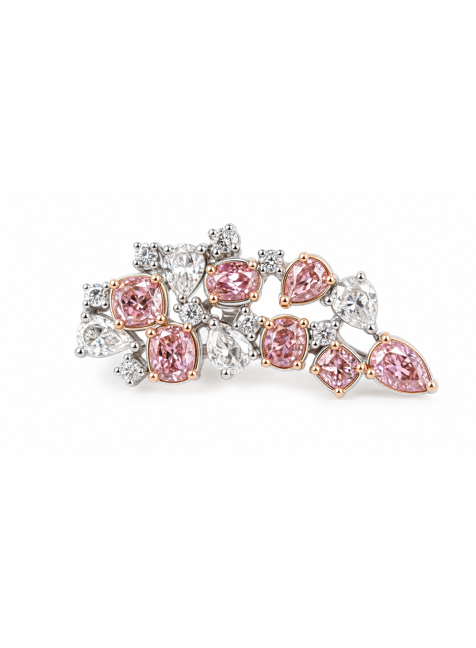 「Lingxi Spirit Fairy 」 18K  Gold Earrings Set with Pink Diamonds