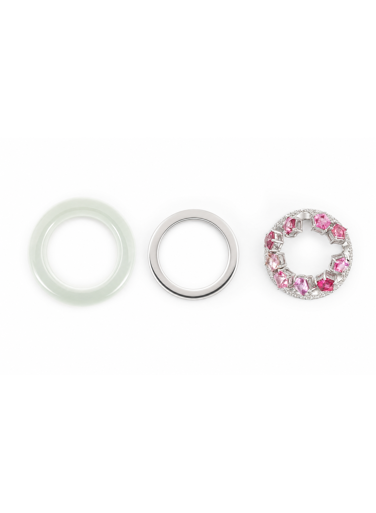 「Sirius」18k Jadeite with Colored Garnet Ring