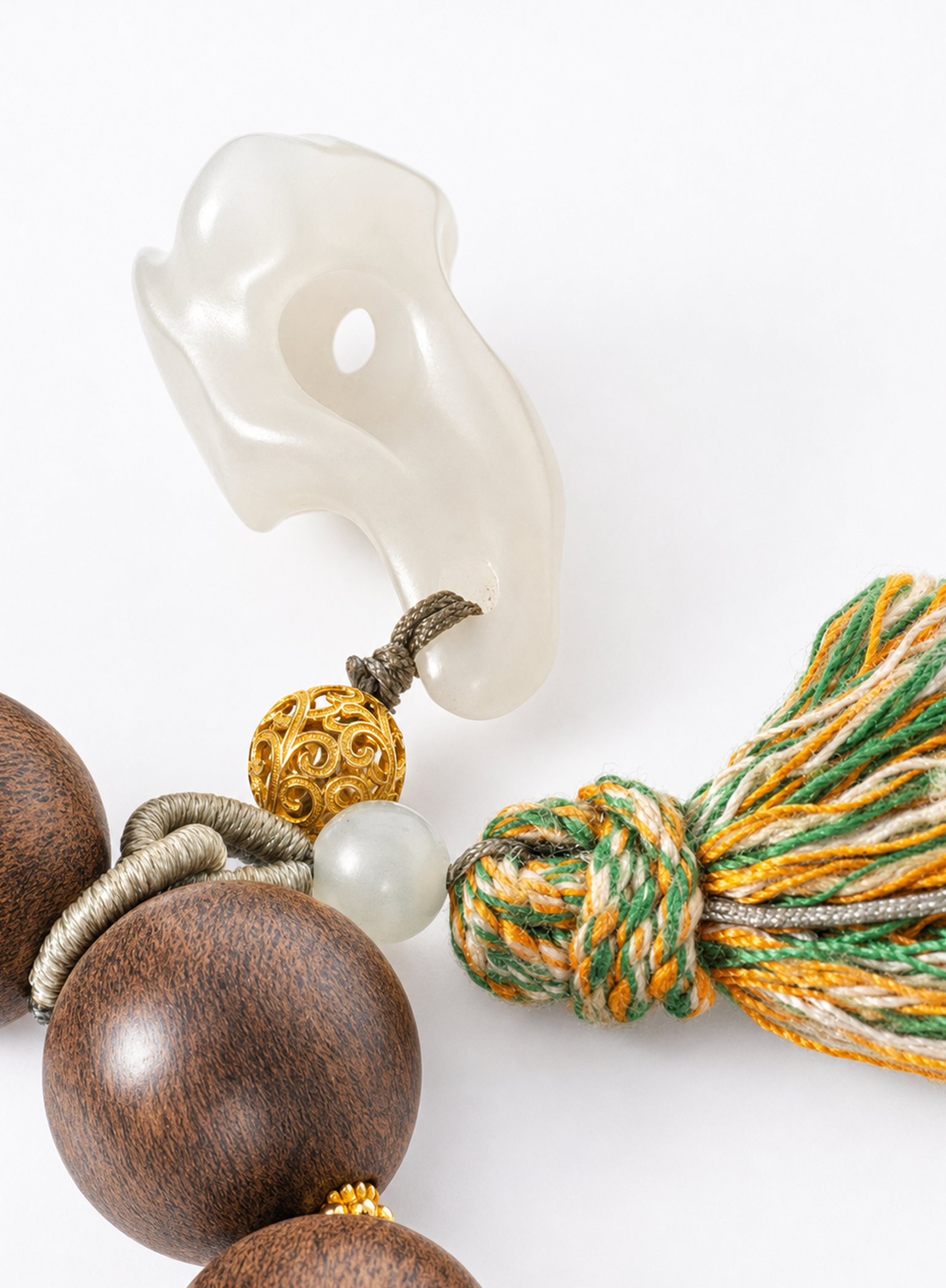 「Tanxi Fish Tale」 18K Gold Gemstone-Set Glassy Jadeite Small Fish and Lotus Sandalwood Jewellery Suite