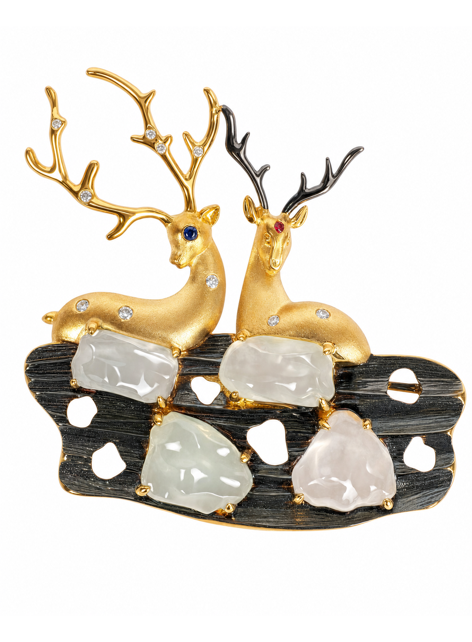 「Arctic Wildlife」Animal-themed 18K Gold Jadeite & Gems Jewelry Suite