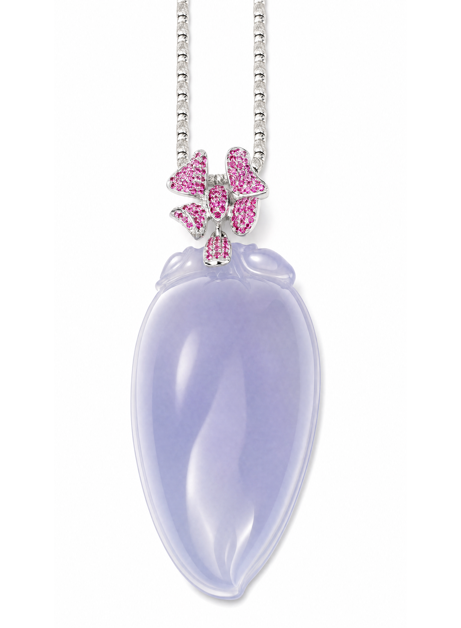 「Peach Beauty」18k Lavender Jadeite And Gems Pendant