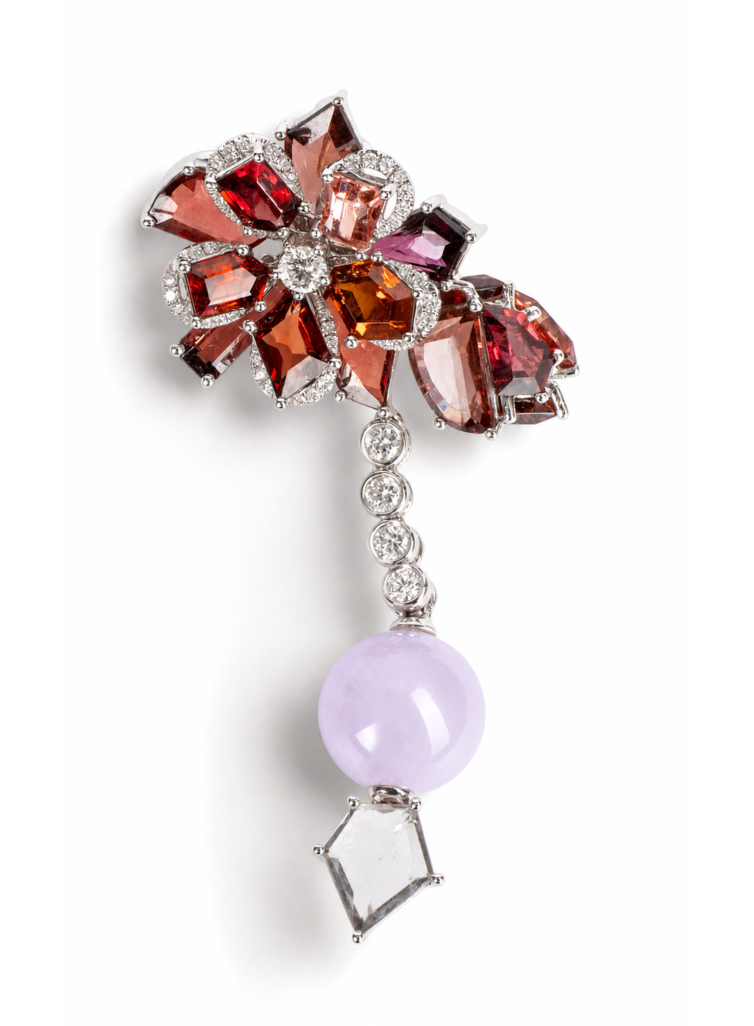 「The Kiss of Adcnis Flower」18k Lavender Jadeite  Diamonds And Gems  Jewelry suite