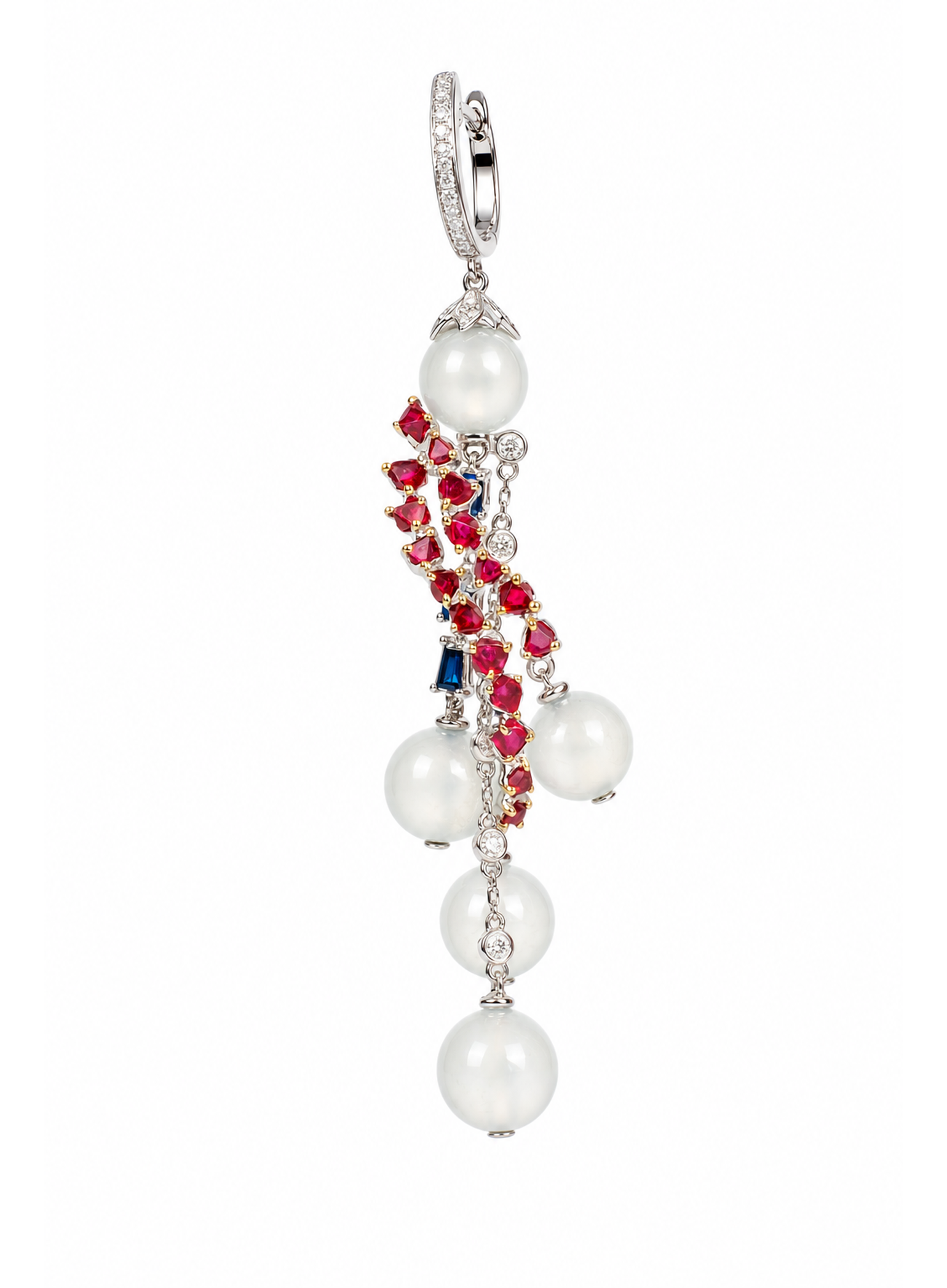 「The Hibiscus」18K Gold Jadeite  Diamond And Multi- Gems  Earrings 