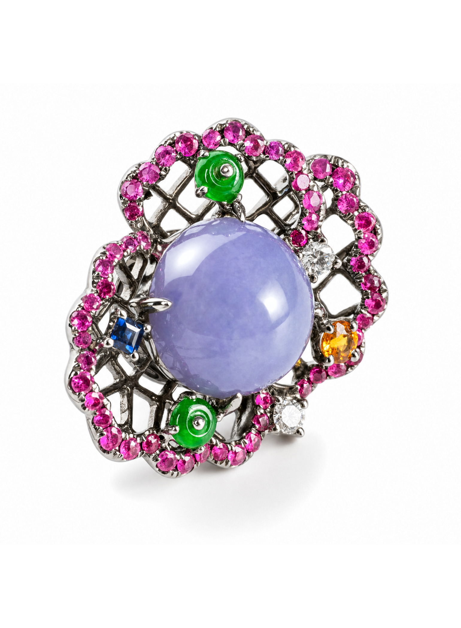 「Purple Iris Dream 」18K Lavender Jadeite  And Multi-gemstone Jewelry Suite