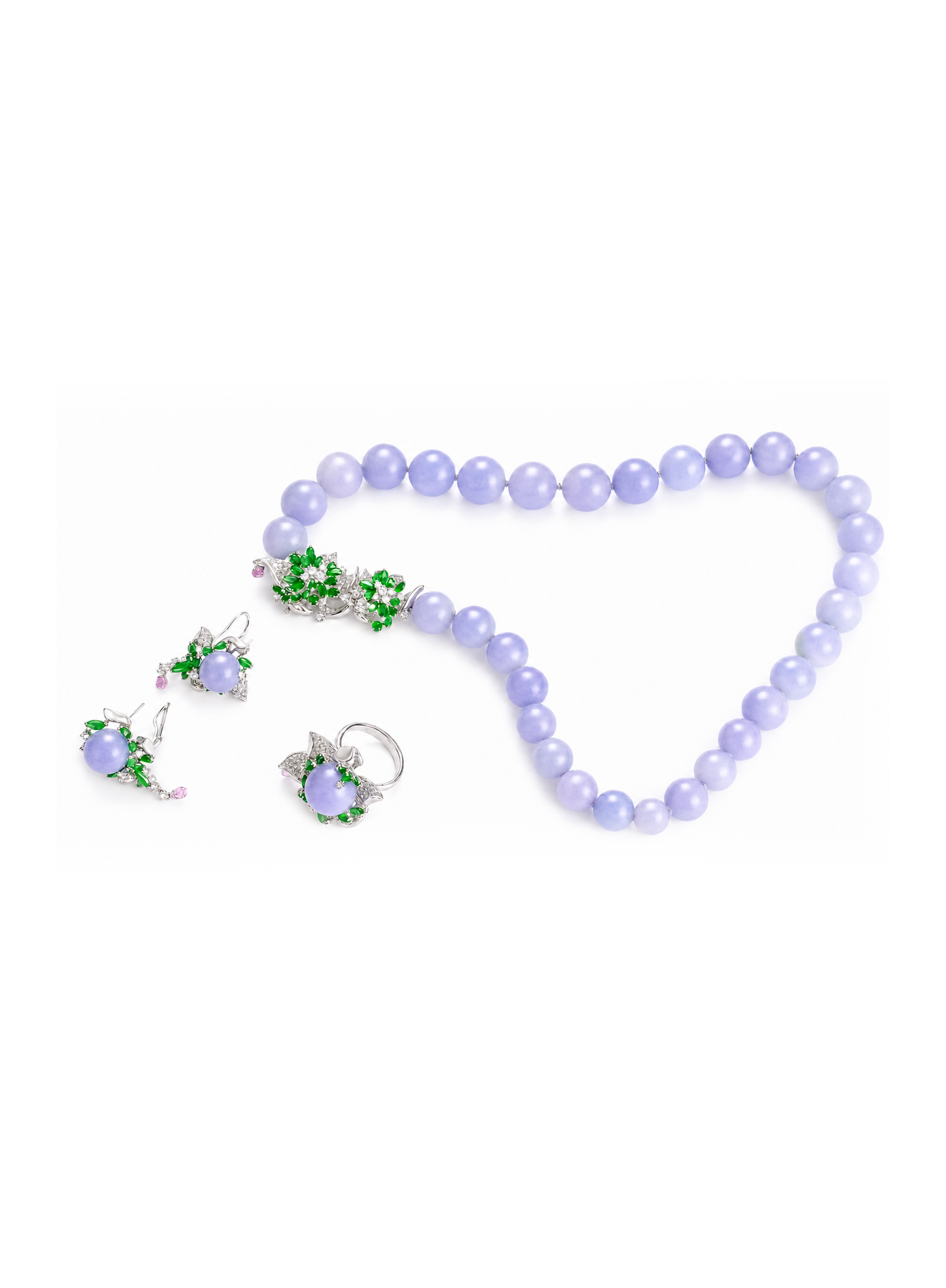 「Secret Garden」18K Gold  Jadeite and Diamond Jewelry Suite
