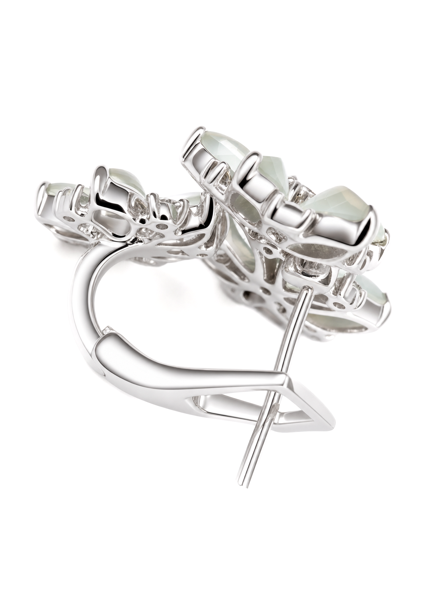 Spin Flower · Zero One Zero 18K Gold Jadeite and Diamond Earrings