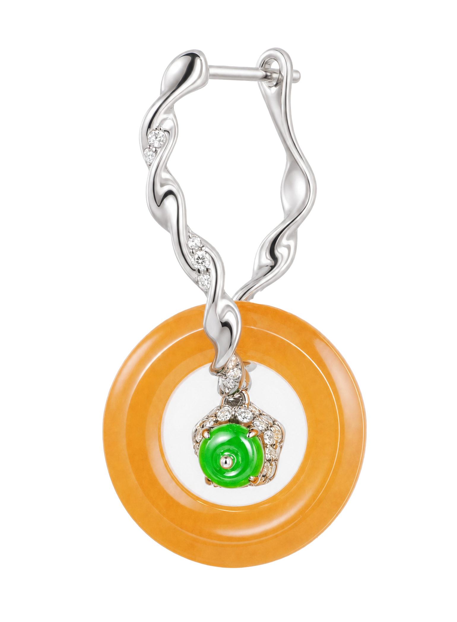 「Frame Core 」18K Gold  Orange Jadeite and Diamond Jewellery Suite