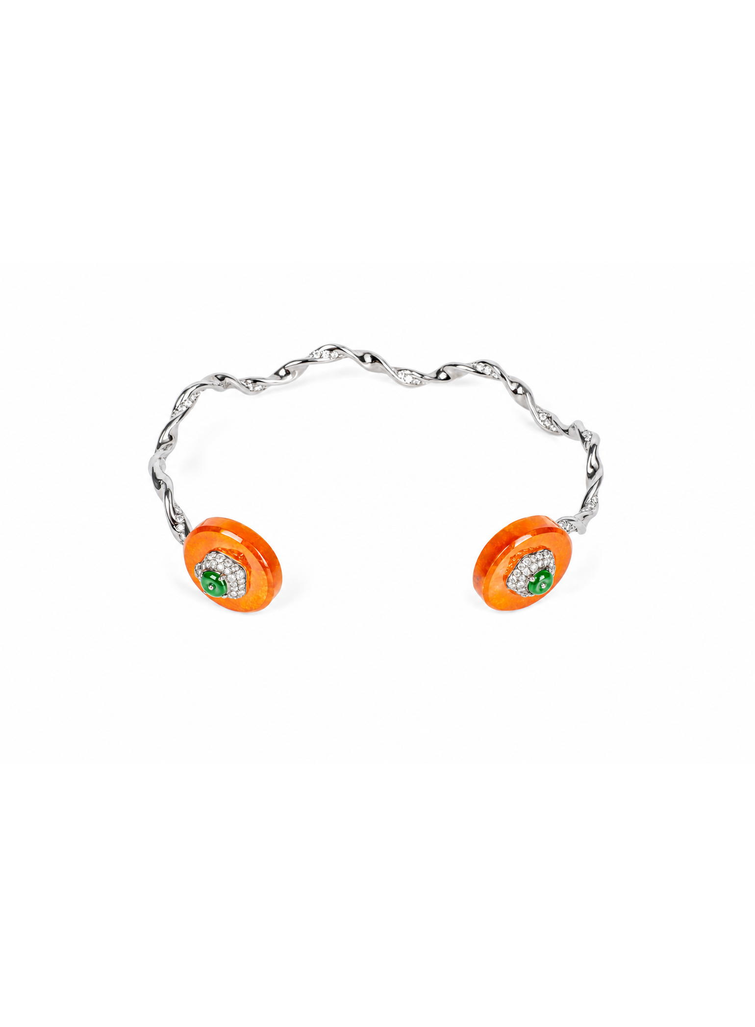 「Frame Core 」18K Gold  Orange Jadeite and Diamond Jewellery Suite