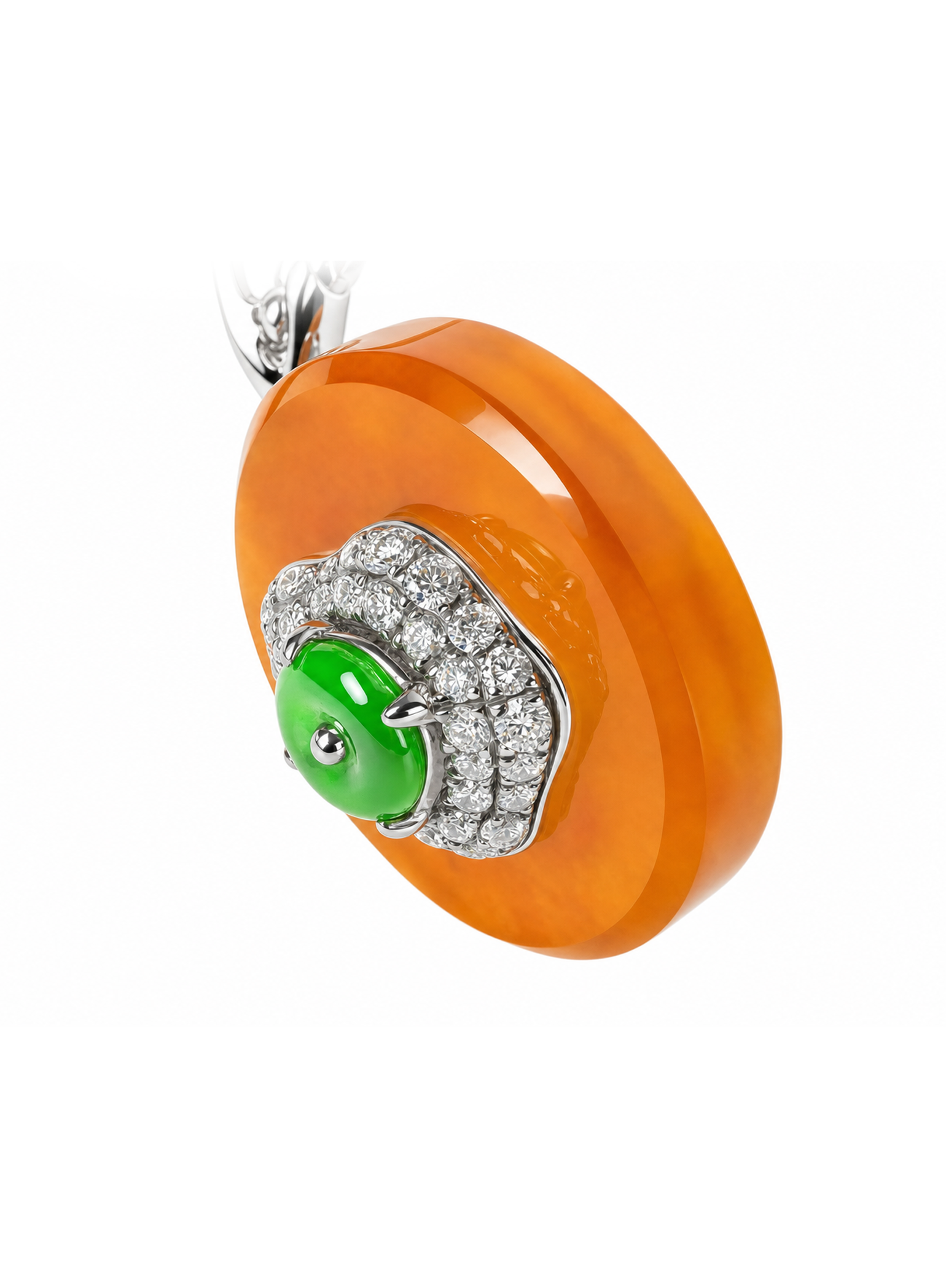 「Frame Core 」18K Gold  Orange Jadeite and Diamond Jewellery Suite