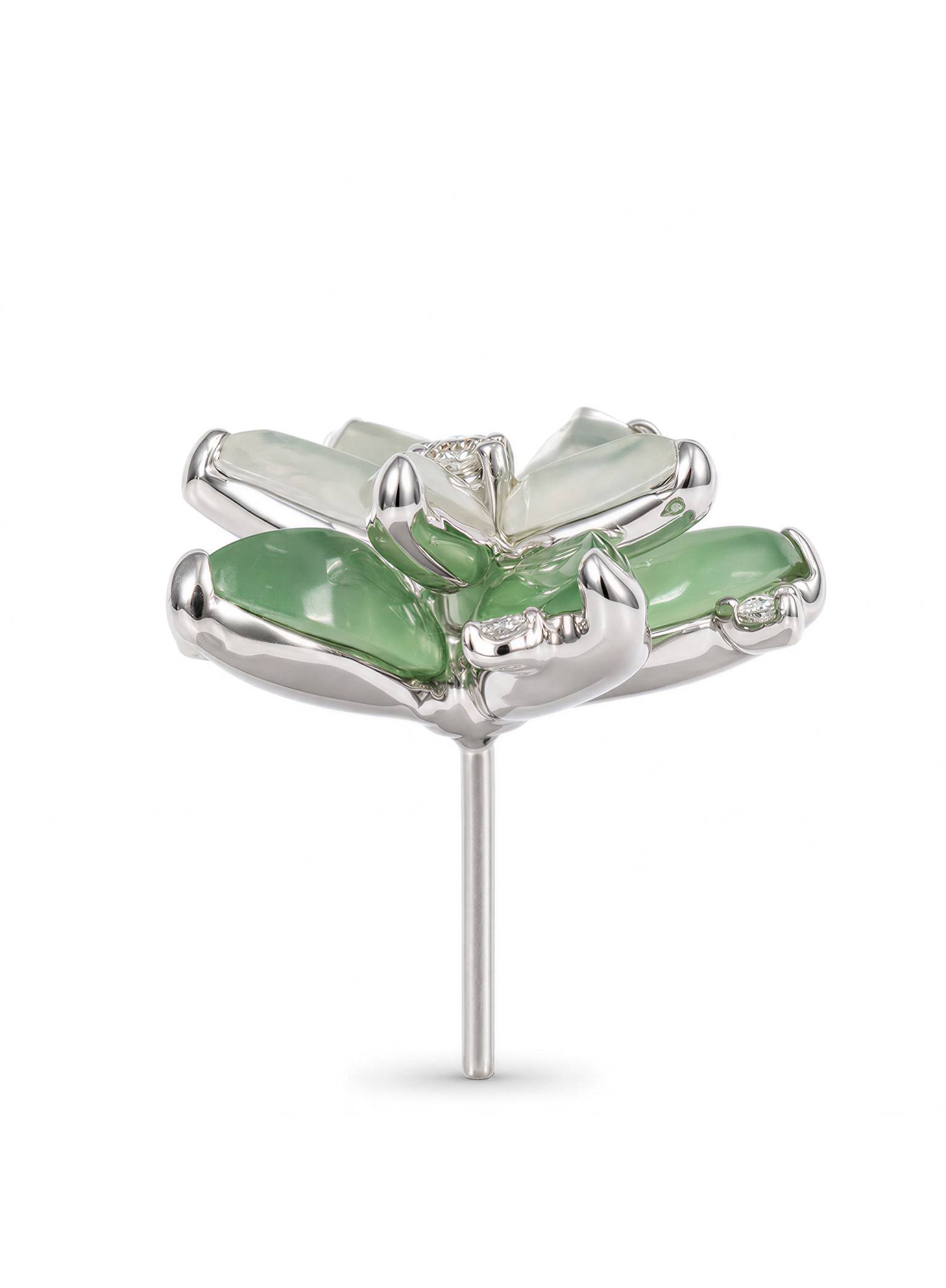 Spin Flower · Zero Two Zero 18K Gold Jadeite and Diamond Earrings