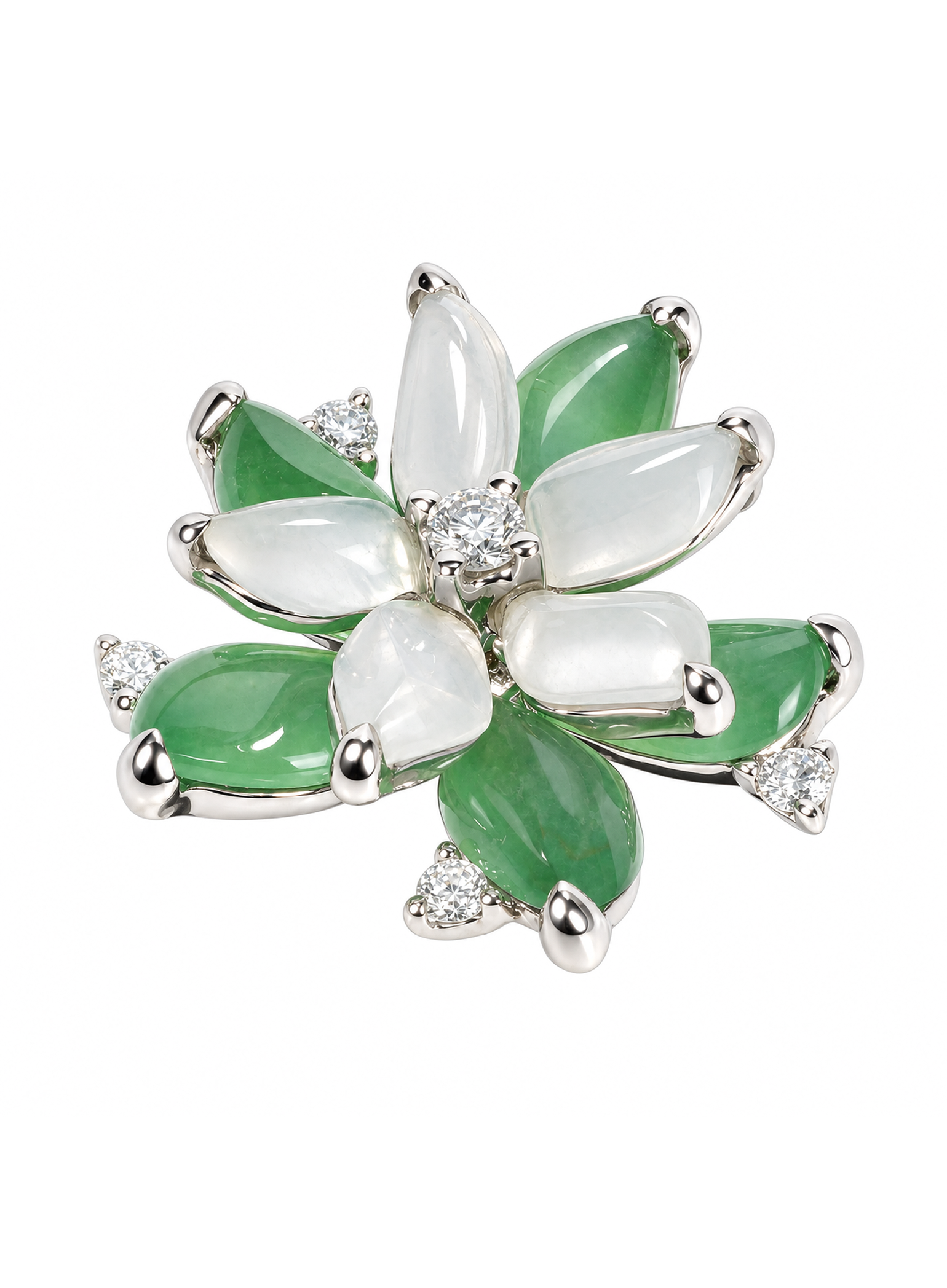 Spin Flower · Zero Two Zero 18K Gold Jadeite and Diamond Earrings