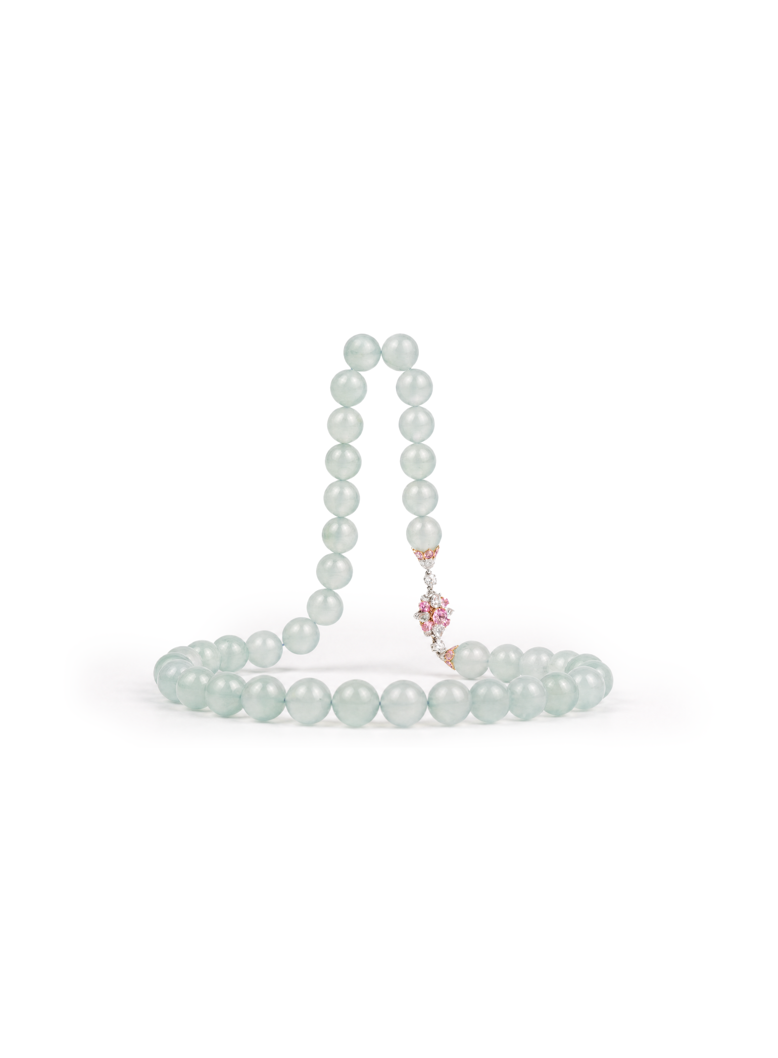 Top-Tier Myanma Glassy Jadeite And  Diamond Nacklace