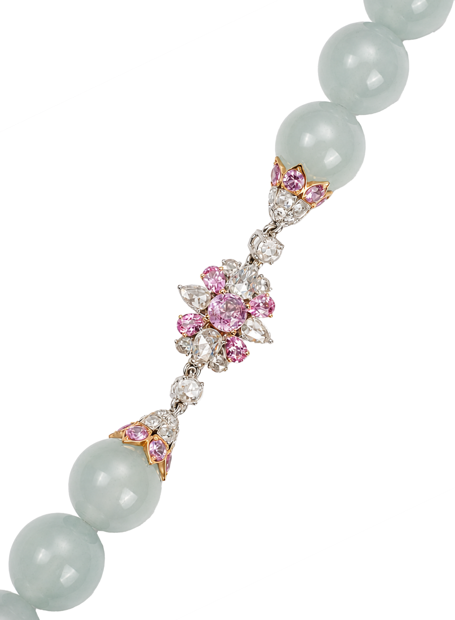 Top-Tier Myanma Glassy Jadeite And  Diamond Nacklace