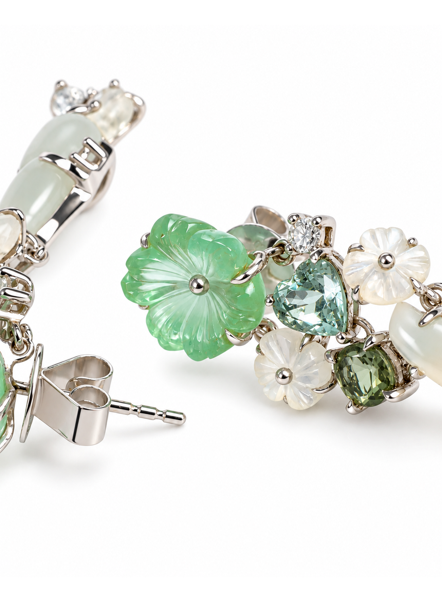 「Teeth & Memories」Natural Burmese Glassy Jadeite  with Gems Jewelry Suite