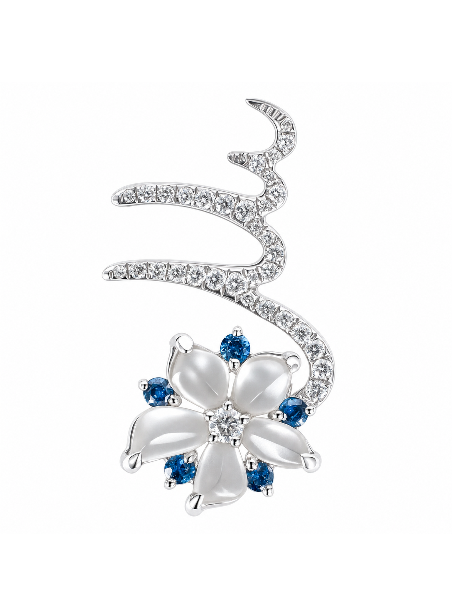 Spin Flower · Zero One Zero 18K Gold Jadeite and Diamond Brooch