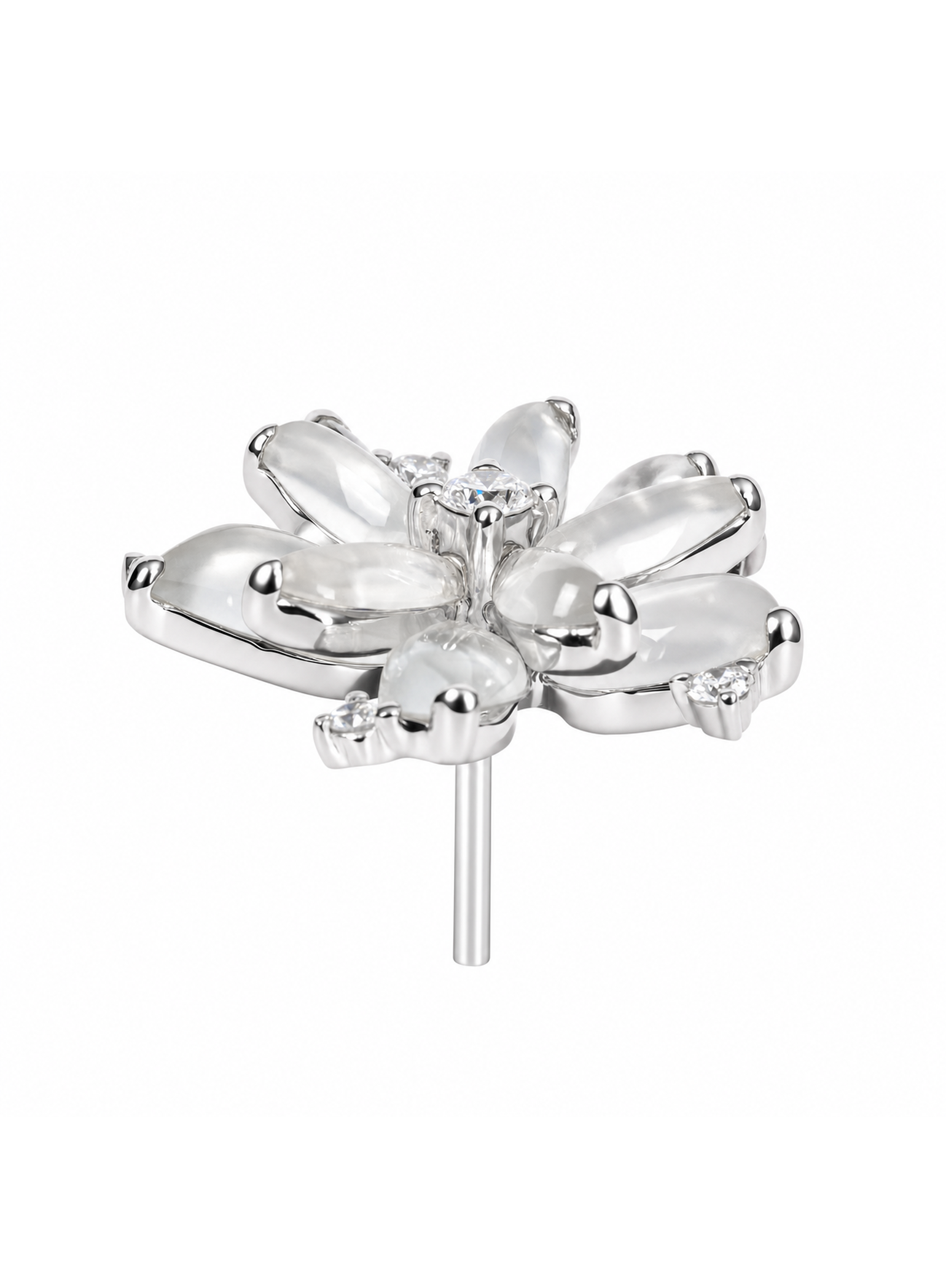 Spin Flower · Zero Two Zero  18K Glassy Jadeite and Diamond Earrings