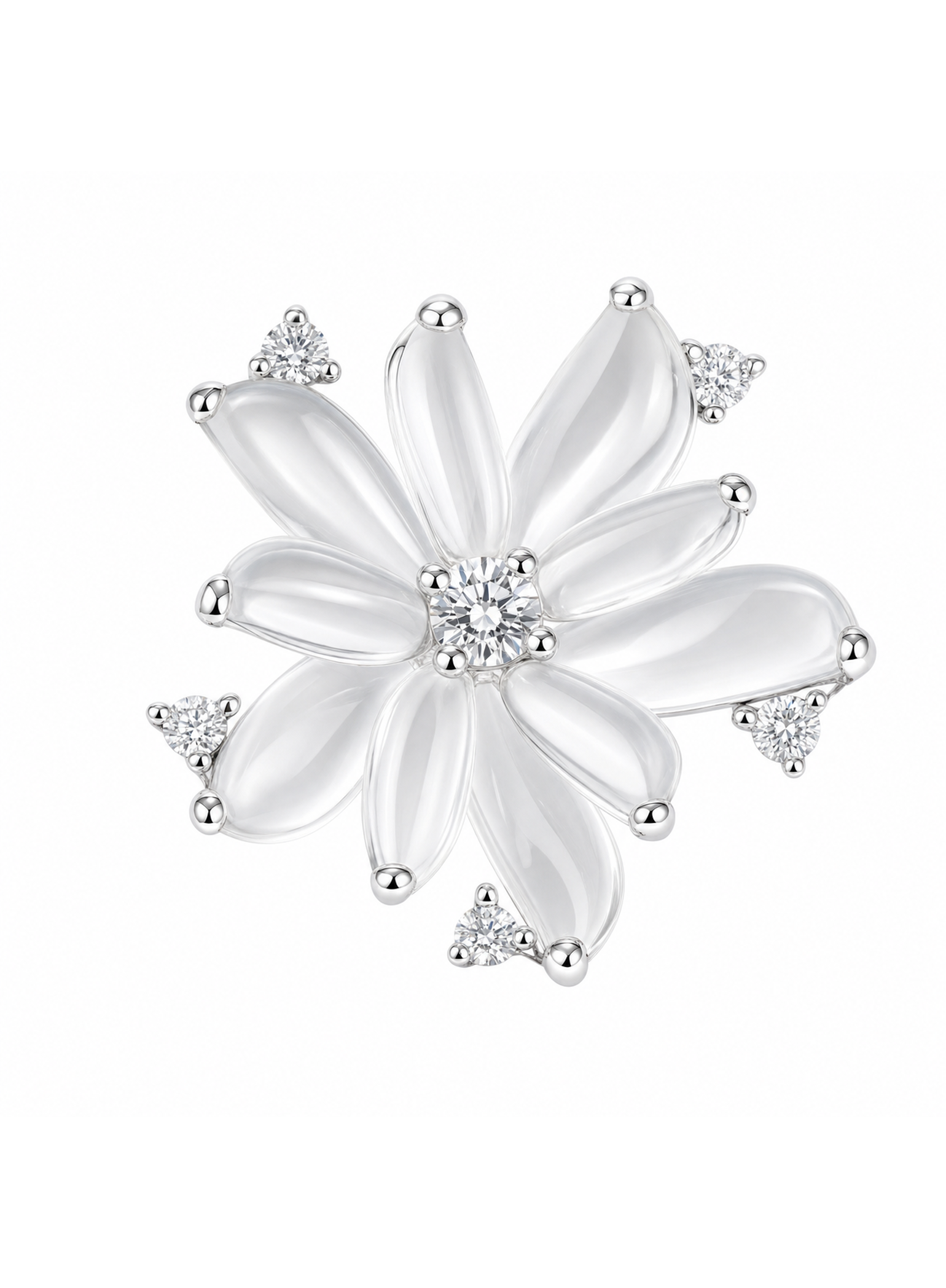 Spin Flower · Zero Two Zero  18K Glassy Jadeite and Diamond Earrings